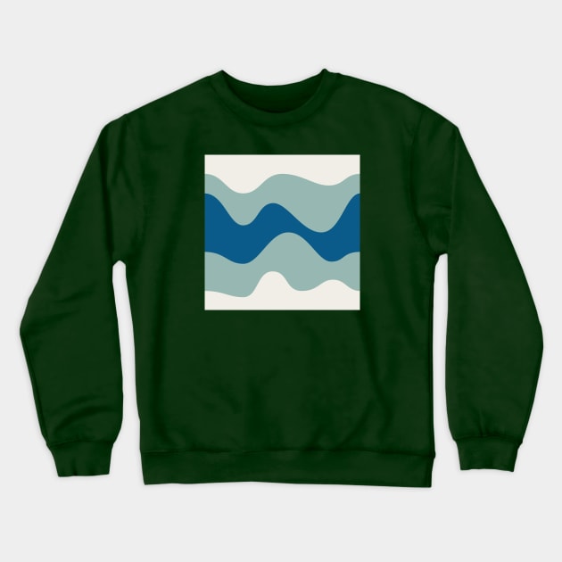 Ocean Waves Pattern - Blue and White Crewneck Sweatshirt by Belcordi